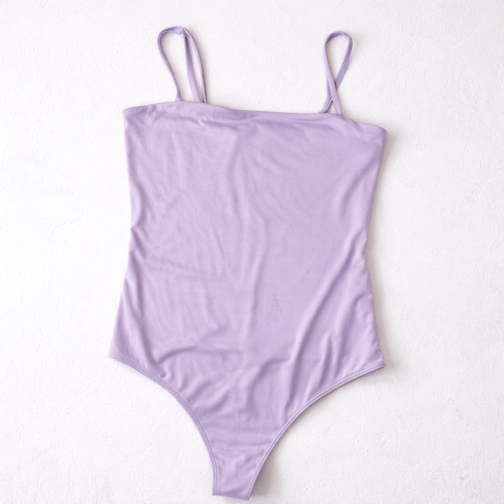 Express Body Contour Lavender Bodysuit M | Smoothing Stretch Cami Thong Bodysuit